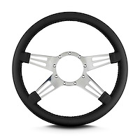 96201 Mark 9 Double Slot Steering Wheel, Black, Polished Spokes, 14 in. Standard Grip