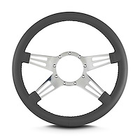 96206 Mark 9 Double Slot Steering Wheel, Dark Grey, Polished Spokes, 14 in. Standard Grip
