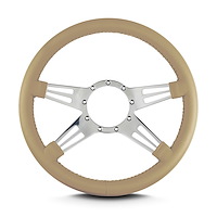 96209 Mark 9 Double Slot Steering Wheel, Tan, Polished Spokes, 14 in. Standard Grip