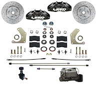 BFC2004-C05X MaxGrip Lite 4-Piston Manual Front Brake Conversion Kit w/Drilled Rotors, Adj. Proportion Valve, Black Calipers