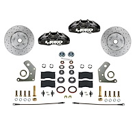BFC2005SMX MaxGrip Lite 4-Piston Manual Front Brake Conversion Kit w/Drilled Rotors, Mopar B/E-Body, Black Calipers