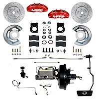 RFC0006-3405AX Brake Conversion Kit, Power Front Kit w/Drilled Rotors & Red Powder Coated Calipers