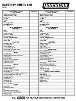 Race Day Checklist 50 Sheets