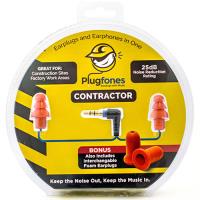 Contractor Earplug Headphones Orange Earbuds and Blue Cord with Interchangeable Orange Foam and Silicone Earplugs