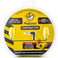 Contractor Earplug Headphones Yellow Earbuds and Blue Cord with Interchangeable Yellow Foam and Silicone Earplugs