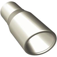 Polished Stainless Steel Weld-On Single Exhaust Tip Inlet Inside Diameter: 2.25"