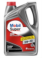 124408 Mobil Super Motor Oil, 5W-20, 5-Quart Jugs