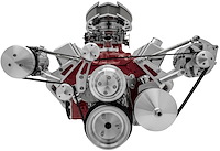 Big Block Chevy Reverse Rotation Water Pump Alternator, A/C, Water Pump, Saginaw Keyway P/S