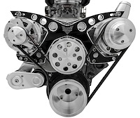 21085-07 Small Block Chevy Revolver Serpentine System; PS & ALT; Saginaw-Keyway; BLK ONYX