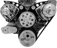 21090-07 Small Block Chevy Revolver Serpentine System; PS & ALT; Saginaw-Keyway; Blk Onyx