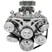 21150 Small Block Chevy Clear Powder-Coat Style Track Serpentine Kit (AC/PS/ALT)