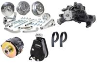 Standard-Mount Serpentine Conversion Kit Small Block Chevy, Long Water Pump [Black Finish]