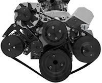 22072-08 Small Block Chevy Black Ultra Serpentine Conversion System (AC/PS/ALT)