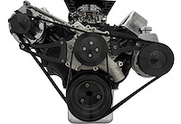30250-08 Big Block Ford Serpentine Conversion Ultra - PS - Saginaw-Press - Black