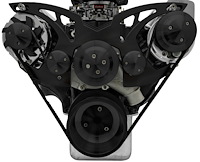 30280-08 Big Block Ford Style Track Serpentine System - PS & ALT - Black