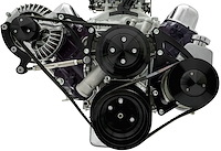 40405-08 Small Block Chrysler Serpentine Conversion - PS - Saginaw-Key - Black