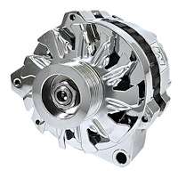P2525-05 Ultra Series Alternator, 140 Amp, 12v Single Wire, Polished Finish, GM CS130, Left Offset, Driver Side