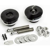 Lockable Low-Profile Hood Pin Set Anodized Black 2.5" Diameter