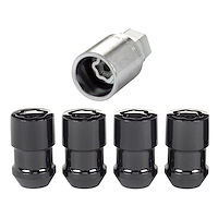 24026 Locking Lug Nuts, Black Cone Seat Style Thread Size: M12 x 1.5 Key Hex Size: 3/4" Includes 4 Lug Nuts & 1 Key