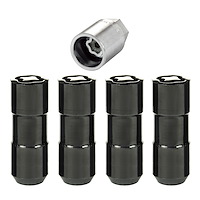 24144 Locking Lug Nuts, Chrome/Black Cone Seat-Duplex Style Thread Size: 9/16-18 Key Hex Size: 7/8" Includes 4 Lug Nuts & 1 Key