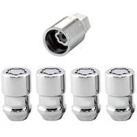 24157 Locking Lug Nuts, Chrome Cone Seat-Short Style Thread Size: M12 x 1.5 Key Hex Size: Dual Includes 4 Lug Nuts & 1 Key
