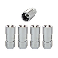 24210 Locking Lug Nuts, Chrome Cone Seat Style Thread Size: M14 x 1.5 Key Hex Size: Dual Includes 4 Lug Nuts & 1 Key