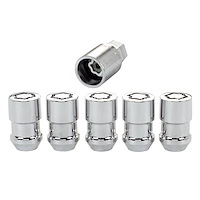 24538 Locking Lug Nuts, Chrome Cone Seat Style Thread Size: 1/2-20 Key Hex Size: Dual Includes 5 Lug Nuts & 1 Key
