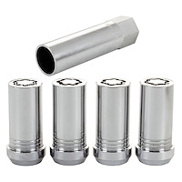 25110 Locking Lug Nuts, Chrome Cone Seat-Tuner Style Thread Size: M14 x 1.5 Key Hex Size: 1" Includes 4 Lug Nuts & 1 Key