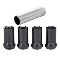 25116 Locking Lug Nuts, Chrome/Black Cone Seat-Tuner Style Thread Size: M14 x 1.50, Key Hex Size: 22mm