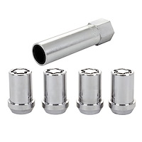 Locking Lug Nuts - Chrome Cone Seat-Tuner Style Thread Size: M12 x 1.5 Key Hex Size: 13/16" Includes 4 Lug Nuts and 1 Key