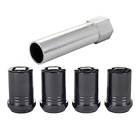 25357 Locking Lug Nuts, Black Cone Seat-Tuner Style Thread Size: M12 x 1.5 Key Hex Size: 13/16" Includes 4 Lug Nuts & 1 Key