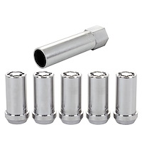 Locking Lug Nuts - Chrome Cone Seat-Tuner Style Thread Size: 1/2"-20 Key Hex Size: 13/16" Includes 5 Lug Nuts and 1 Key