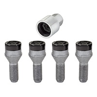 27178 Chrome/Black Cone Seat Lug Bolts Threads: M12 x 1.5