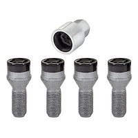 27326 Chrome/Black Cone Seat Lug Bolt Threads: M14 x 1.25