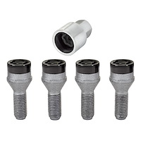 Chrome/Black Cone Seat Lug Bolt Threads: M12 x 1.25