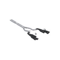 S7282BLK Cat-Back Exhaust System 3 in., Dual Rear Exit, Quad Tips, Race Version, Black Fits Select Ford Mustang
