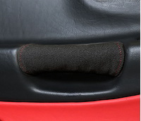 214798 Suede Door Pull Covers, 1997-2004 Chevy Corvette, Black W/Red Stitch