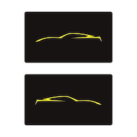 78919 Airbag Warning Cover, 2014-2019 Chevy Corvette, Pair Matte Black Gloss Yellow Coupe Outline Only