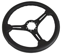 X2553 Leather Steering Wheel W/Slotted Black Spokes, 1968-1982 Chevy Corvette, Black