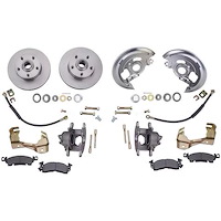 154770A Front Disc Brake Kit 1964-74 GM A/F/X-Body, Plain Rotors, Natural Finish Calipers
