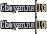 157514 1973-74 Chevrolet Pickup, Suburban, Cheyenne 10, Front Fender Emblem, Pair