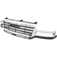 19130795 2003-07 GMC Sierra 1500/2500, Grill Assembly, Chrome Shell, Black Insert, w/ Filler Panel
