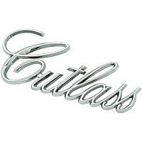 231212 1971-77 Oldsmobile Cutlass, Die-Cast Fender Emblem, Cutlass Script