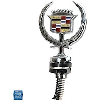 25536110 1985-93 Cadillac Deville, Fleetwood, Hood Ornament, Crest & Wreath, Chrome