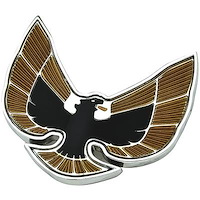 493280 1974-76 Firebird, Bird Front End Panel Emblem, Special Edition, Gold/Black