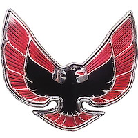 494476 1974-76 Firebird, Bird Front End Panel Emblem, Red/Black