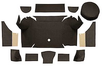 A4062A30 Loop Trunk Carpet Set With Boards 1967-68 Mustang Convertible; Dark Brown