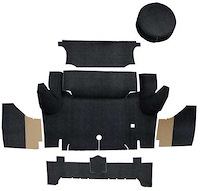 A4063A01 Loop Trunk Carpet Set With Boards 1964-66 Mustang Coupe Nylon; Black