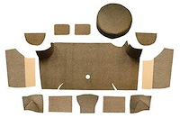 A4066A69 Loop Trunk Carpet Set With Boards 1967-68 Mustang Fastback; Medium Saddle