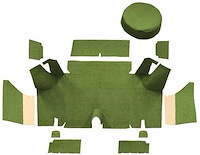 A4071A19 Nylon Loop Trunk Carpet Set With Boards 1965-66 Mustang Fastback; Moss Green